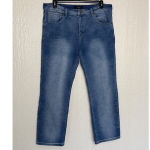 Ethanol Mens Straight Leg Jeans Medium Wash Blue Denim 38x30 Stretch